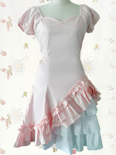 Cotton Pink Short Sleeves Ruffle Classic Lolita Dress