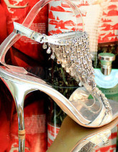 Fabuloso Plata 3 9/10'' altos talón PU Womens sandalias