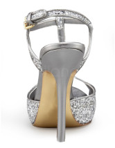 Modern Silver 4 3/4'' High Heel 4/5'' Platform Sequins Womens Fashion Sandals