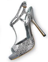 Modern Silver 4 3/4'' High Heel 4/5'' Platform Sequins Womens Fashion Sandals