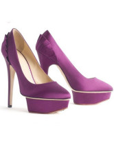 Purple Elegant Satin 1 1/5'' Platform 5 1/10'' High Heel Shoes For Women