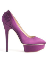 Purple Elegant Satin 1 1/5'' Platform 5 1/10'' High Heel Shoes For Women