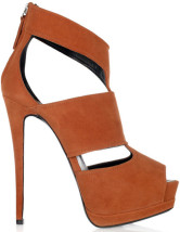 Escarpins-Sandales en orange à talons hauts avec plate-forme en PU pour la robe 