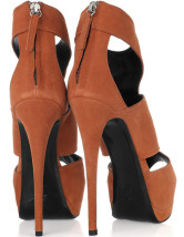 Escarpins-Sandales en orange à talons hauts avec plate-forme en PU pour la robe 