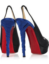 Sandales noires de 4 7/10'' talons et de dos de fronde en satin 