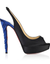 Sandales noires de 4 7/10'' talons et de dos de fronde en satin 