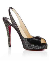 Escarpins-Sandales en noir à talons hauts en PU