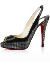 Escarpins-Sandales en noir à talons hauts en PU