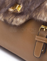 Beautiful Faux-Fur PU Buckles Womens Bag