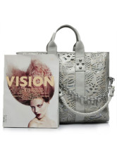 Fourre-tout Féminin PU Décoration Gris Chaine 38*11*32cm  