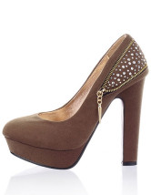 La mode haut talon plate-forme pompes des femmes de la décoration de Zip strass Satin