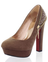 La mode haut talon plate-forme pompes des femmes de la décoration de Zip strass Satin