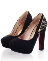 La mode haut talon plate-forme pompes des femmes de la décoration de Zip strass Satin
