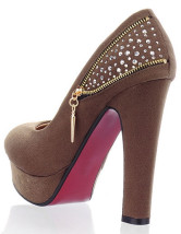La mode haut talon plate-forme pompes des femmes de la décoration de Zip strass Satin