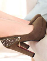 La mode haut talon plate-forme pompes des femmes de la décoration de Zip strass Satin
