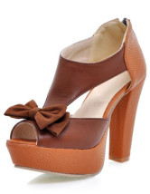 Talon Chunky sabots populaire Snakeskin PU cuir Bow décoration femmes