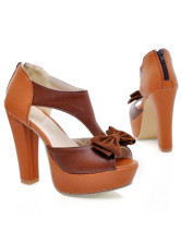 Talon Chunky sabots populaire Snakeskin PU cuir Bow décoration femmes