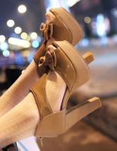 Talon Chunky sabots populaire Snakeskin PU cuir Bow décoration femmes