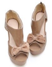 Talon Chunky sabots populaire Snakeskin PU cuir Bow décoration femmes