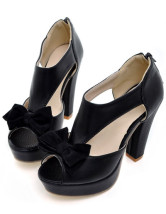 Talon Chunky sabots populaire Snakeskin PU cuir Bow décoration femmes