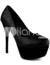 Fashion Black 5 1/2'' High Heel 2 2/5'' Platform Suede Womens Heels