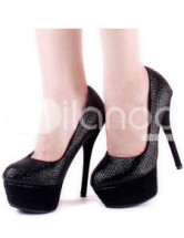 Fashion Black 5 1/2'' High Heel 2 2/5'' Platform Suede Womens Heels