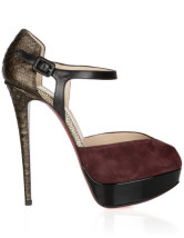 Hauts talons de dessous rouge pour femmes  en daim de peau de mouton bride cheville bourgogne