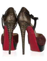 Hauts talons de dessous rouge pour femmes  en daim de peau de mouton bride cheville bourgogne