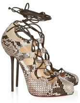 Hauts talons de dessous rouge pour femmes en peau de mouton serpent