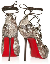 Hauts talons de dessous rouge pour femmes en peau de mouton serpent
