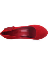 Red Rhinestone Suede Pigskin Women's Pump Heels