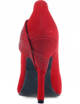 Red Rhinestone Suede Pigskin Women's Pump Heels