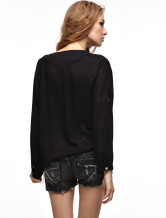 Blouse Chemise Féminine 100% Coton Noire Moderne 