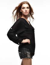 Blouse Chemise Féminine 100% Coton Noire Moderne 