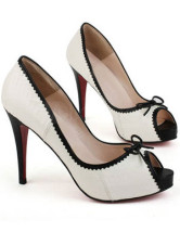 4 1/10'' High Heel White Peep Toe PU Fashion Shoes