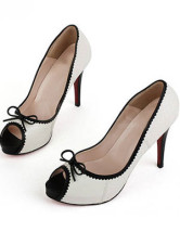 4 1/10'' High Heel White Peep Toe PU Fashion Shoes