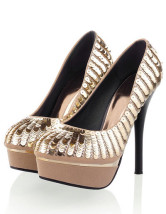 Gorgeous Satin Paillette Decoration High Heel Women's Platform Pumps
