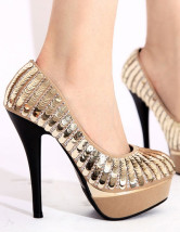 Gorgeous Satin Paillette Decoration High Heel Women's Platform Pumps