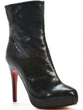 Bottine de cheville  noires de 4'' talons en peau de mouton
