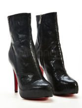 Bottine de cheville  noires de 4'' talons en peau de mouton