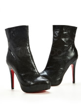 Bottine de cheville  noires de 4'' talons en peau de mouton