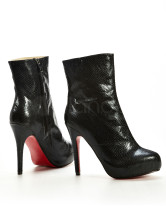 Bottine de cheville  noires de 4'' talons en peau de mouton