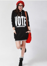Noir Hoodies de caractères Polyester coton femmes