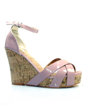 Ankle Strap Open Toe PU Womens Wedge Shoes