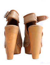 Sexy Chunky Heel Stud Peep Toe PU Womens sabots