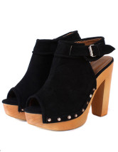 Sexy Chunky Heel Stud Peep Toe PU Womens sabots