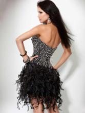 Black Strapless Sweetheart Rococo A-line Beading Net Cocktail Dress