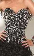Black Strapless Sweetheart Rococo A-line Beading Net Cocktail Dress