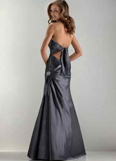 Silver Gray Halter Sweetheart Floor Length Taffeta Prom Dress