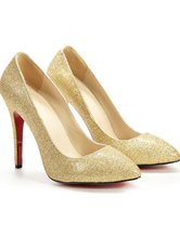 4 7/10'' High Heel Gold Sheepskin Fashion Special Occasion Pumps